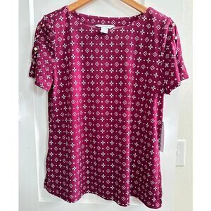 Liz Claiborne Womens S Short Sleeve Blouse with gold‎ buttons